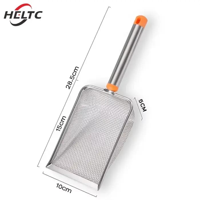 Pelle à litière en acier inoxydable à mailles fines pour chat, pelle antiarina, facile à nettoyer, sable efficace, durable, reptiles, 1 pièce