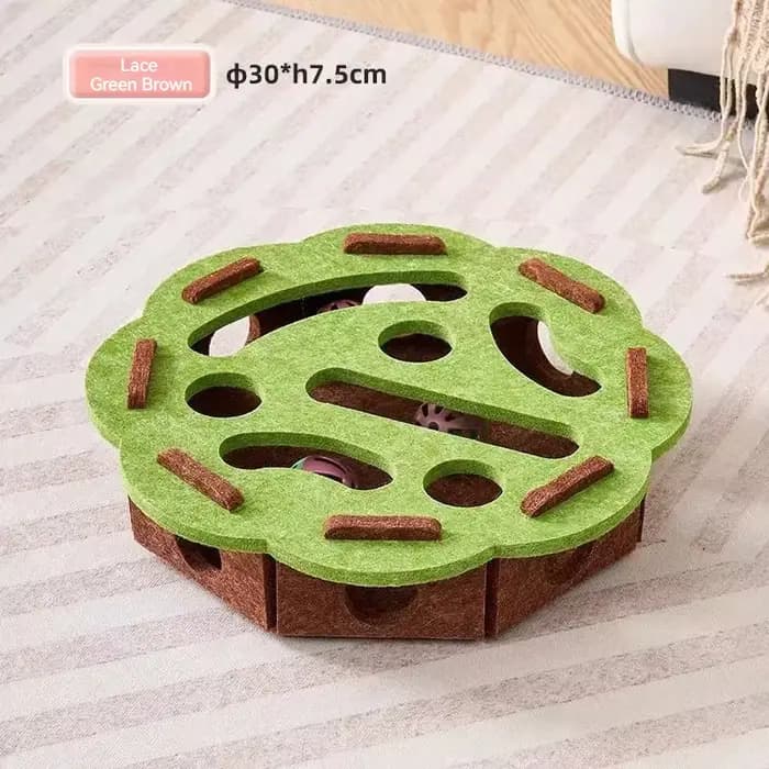Jouet interactif pour chat : Boîte labyrinthe en feutre avec boule à clochette
