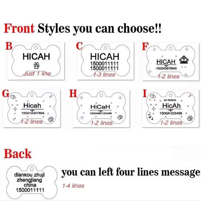 Étiquettes d'identification personnalisées pour petit chien et chat, 2 pièces/lot, étiquettes de col