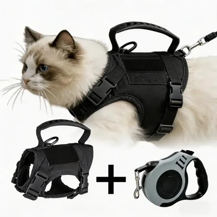 Harnais anti-évasion pour chat avec laisse rétractable