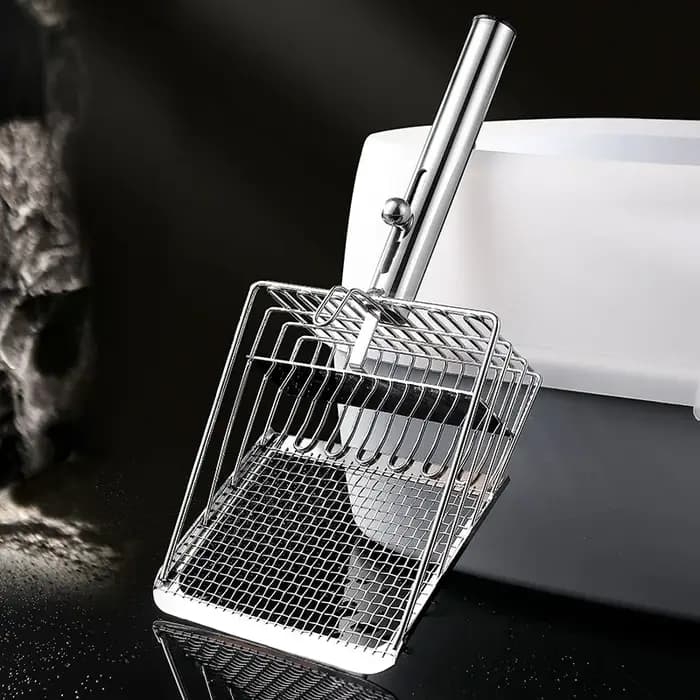 Pelle à litière pour chat en métal à grandes mailles fines
