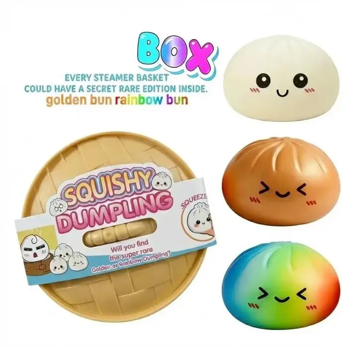 Jouet Squishy en forme de pain vapeur 2026 avec boîte de cuisson vapeur, jouet anti-stress à rebond, boule sensorielle pour adultes