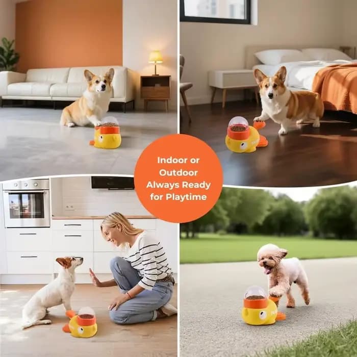 Distributeur de friandises pour animaux de compagnie en forme de canard jaune, jouets interactifs de puzzle, bol pour chien à alimentation lente, soulage l'ennui et favorise une digestion saine
