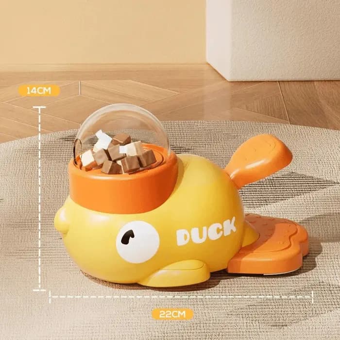 Jouet interactif distributeur de nourriture en forme de canard jaune pour chats et chiens