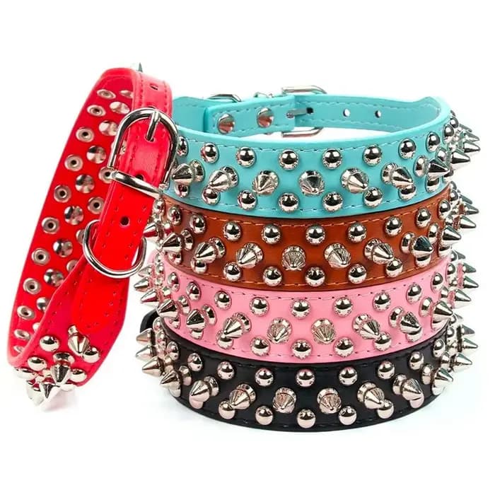 Collier de chien en cuir réglable, sangle de cou, fournitures en cuir PU, Punk, rivets à pointes, colliers pour animaux de compagnie pour petit chien et chat