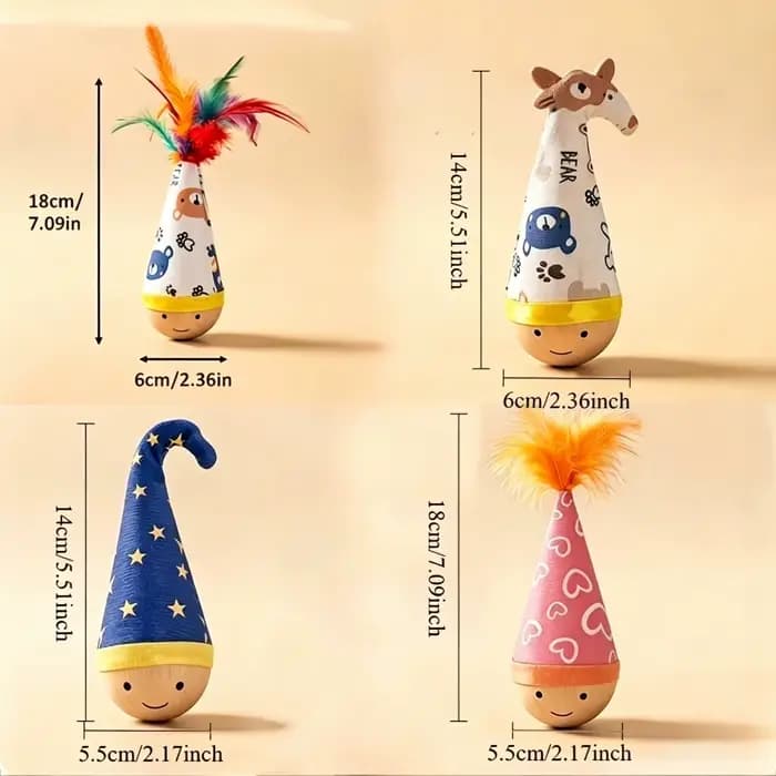 Jouet pour chat Wobble Cat avec plumes artificielles vibrantes - Mouvements et oscillations