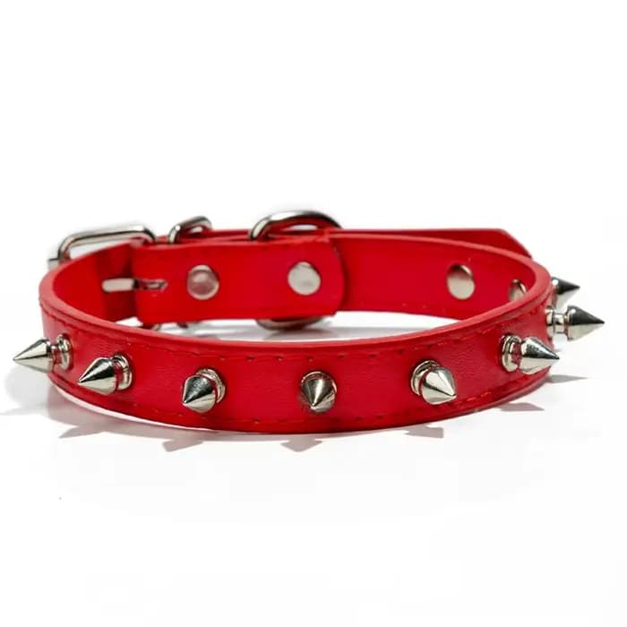 Collier en cuir pour chat et chien, ajustable, avec clous et pointes, coloré et élégant, pour petits