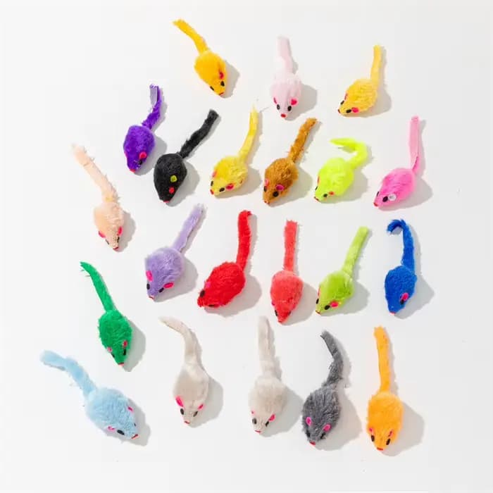 Jouets en fausse souris en polaire douce pour chat, 10 pièces, plumes colorées, jouets amusants pour
