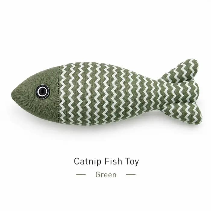 Jouet pour chat en forme de poisson en lin avec herbe à chat