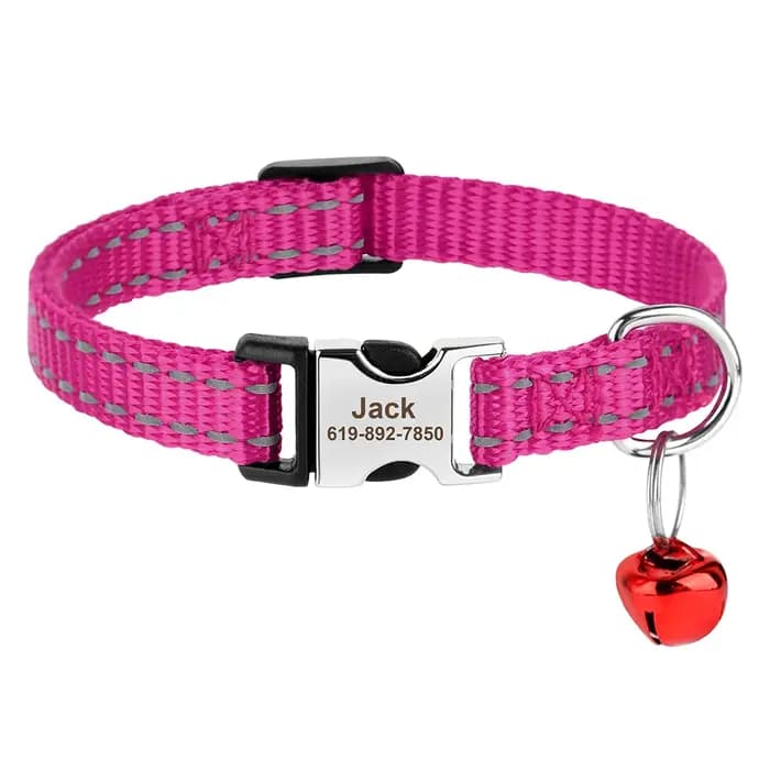 Collier de chat en Nylon personnalisé réglable chiot chaton colliers réfléchissant