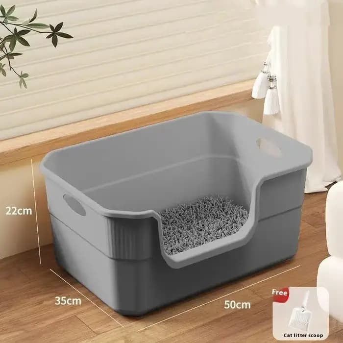 ♥ Bac à litière extra large pour chat ; design semi-fermé et ouvert