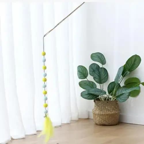 이Funny chaton chat Teaser jouet interactif tige avec cloche et plumes jouets pour créatif lapin bande de cheveux chastant des accessoires pour animaux de compagnie