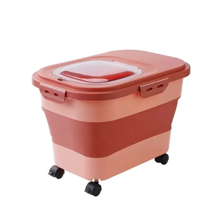 Conteneur de stockage hermétique pliable pour aliments pour animaux de compagnie avec couvercle