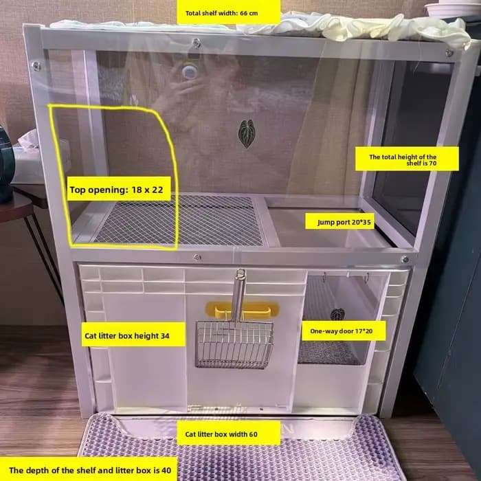 Nouvelle Litière pour Chat Double Couche Surdimensionnée 2026 avec Étagère de Rangement Supérieure, Anti-éclaboussures, Désodorisante et Toilette pour Chat Dissimulée