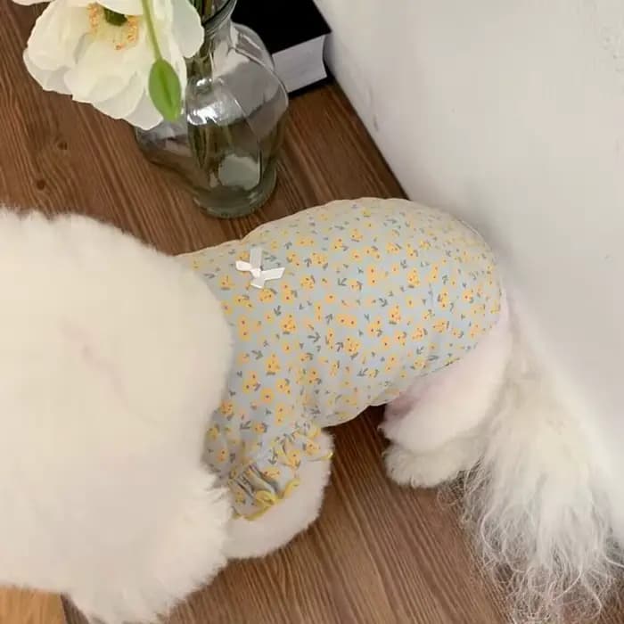 Gilet d'été pour chien, vêtements pour chiots, mignon, manches volantes florales, T-Shirt pour chien