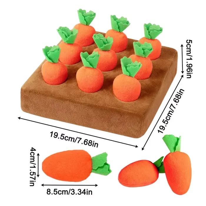 Tapis olfactif pour chat avec 9 carottes en peluche douce, jeu interactif d'olfaction pour chiens, j