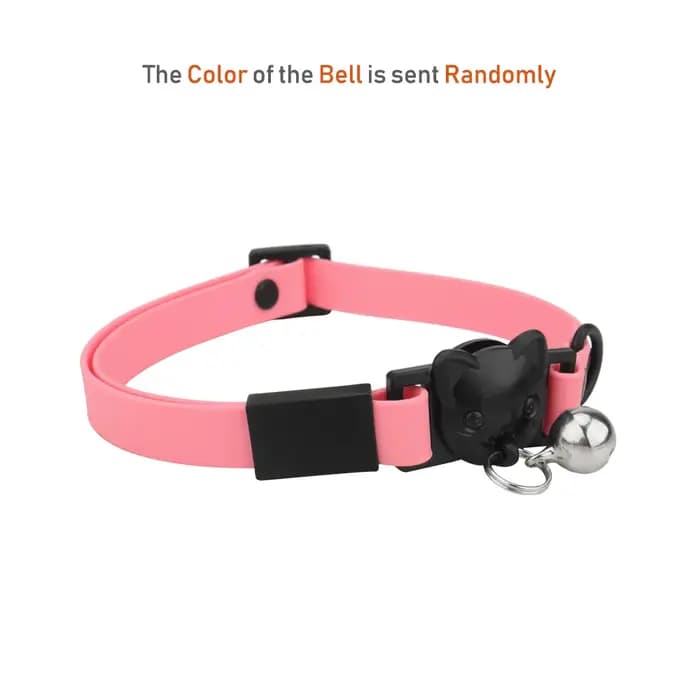 Collier de collier de chat de compagnie avec petite cloche PVC imperméable réglable collier de chaton couleur bonbon