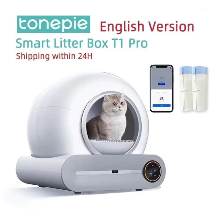Tonepie 65L bac à litière automatique intelligent pour chat autonettoyant bac