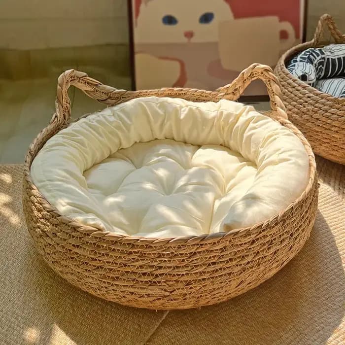 OUZEY rotin tissage chat panier animal de compagnie