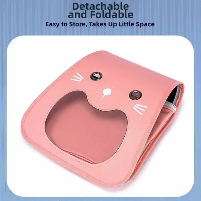 Sac de transport pour chat pliable et mignon, grande capacité, respirant, sac à dos de transport pour animaux de compagnie, mains libres, pliable, sac de transport pour chaton, chats