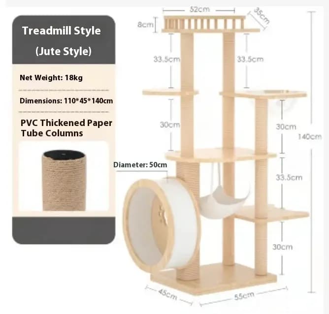 Arbre à chat de style tapis roulant de luxe léger