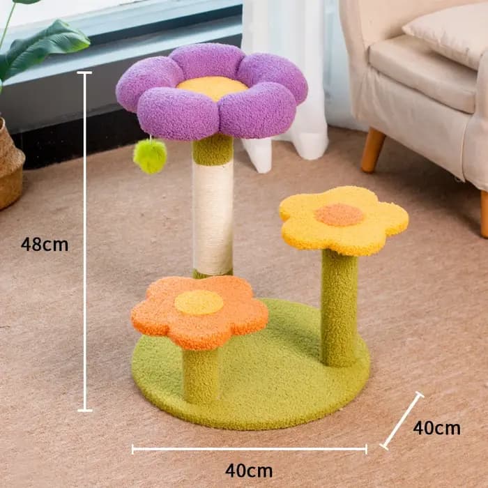 Maison pour chat florale, arbre à chat tout-en-un, idéal pour toutes les saisons, petit grand arbre à gratter en sisal