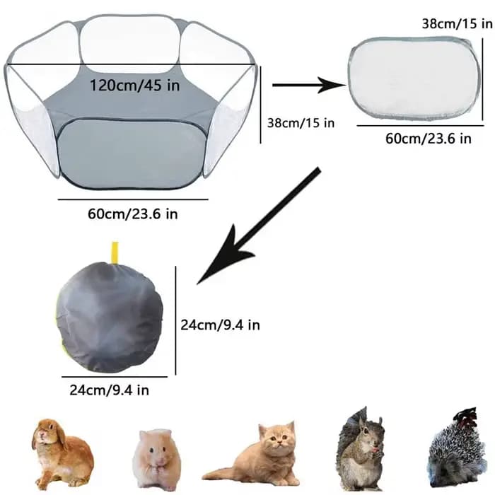 Petite Cage transparente Portable pour animaux de compagnie, tente pour chat et chien, parc pour animaux de compagnie, clôture de cour pliante ouverte pour chien, Hamster, lapin, cochon d'inde