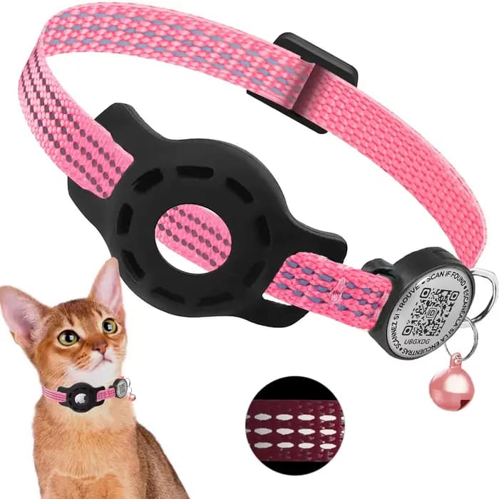 Collier GPS pour chat avec étiquette de Code QR et étui Airtag, collier réfléchissant pour chat Appl