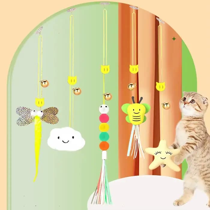 Jouets pour animaux de compagnie, bâton amusant pour chaton, corde élastique auto-hi en forme de lib