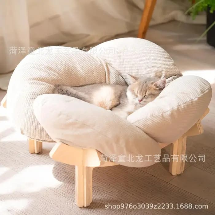 Lit pour chat en bois, petit canapé pour animaux de compagnie d'intérieur, petit arbre à chat, bac à