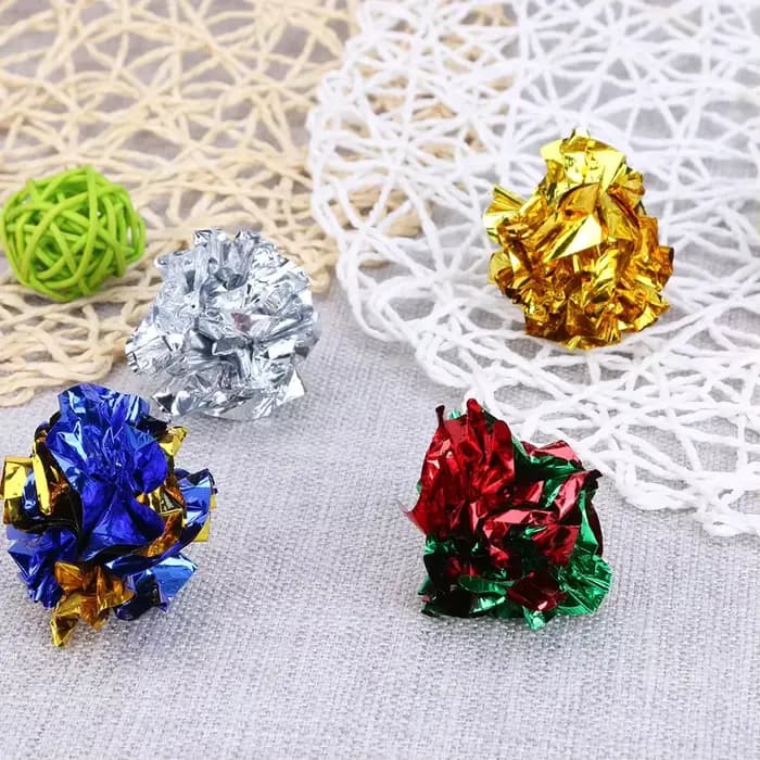 Paquet de 24/12 boules froissées colorées, jouet en papier étain sonore pour chat, poupées de vocali