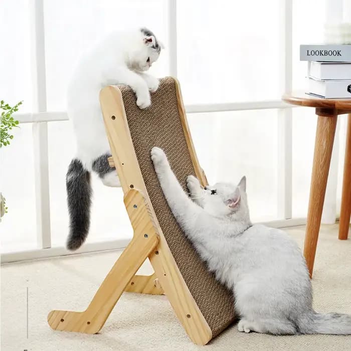 Grattoir pour chat en carton avec cadre en bois massif
