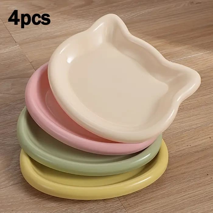 4 bols pour chat en plastique multicolores | Conçu en forme