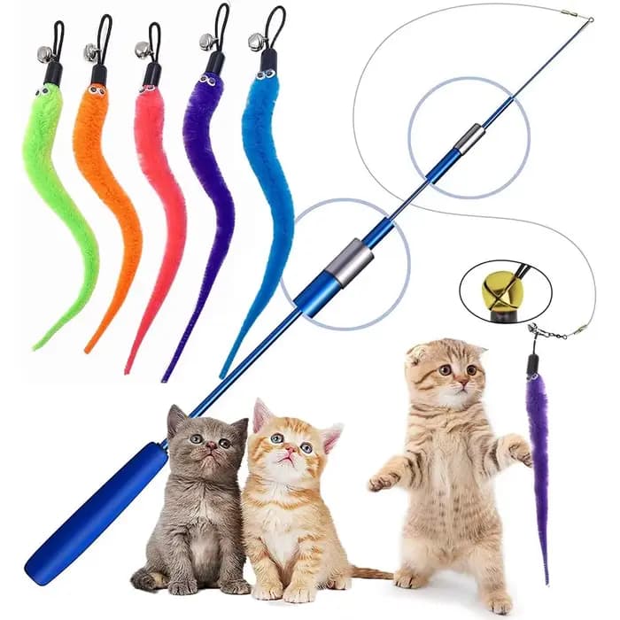 Remplacer des accessoires de jouets en peluche pour chat, tête de remplacement de vers, bâton de cha
