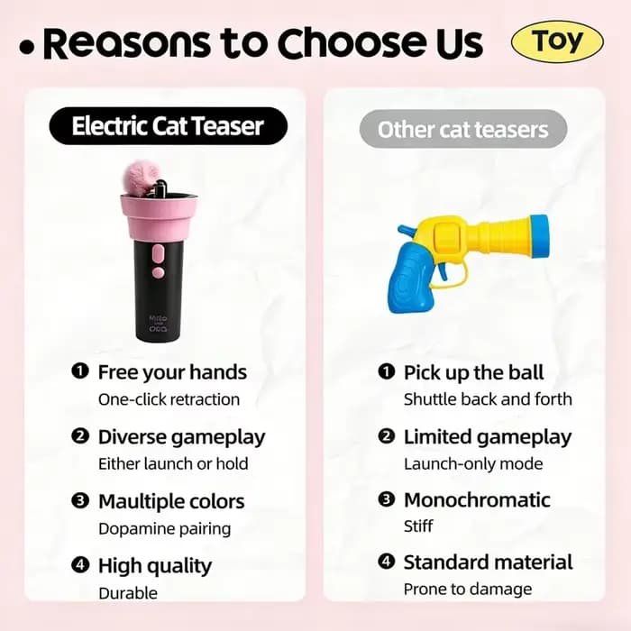 Jouet lanceur électrique pour chat rechargeable par USB, avec corde rétractable, pour soulager l'ennui, baguette interactive pour chat, jouets intelligents pour chat