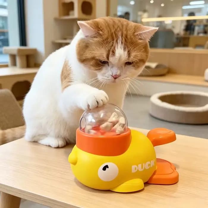 Jouet interactif pour animaux de compagnie en forme de canard, distributeur de nourriture anti-dérapant pour chiots, chiens et chats