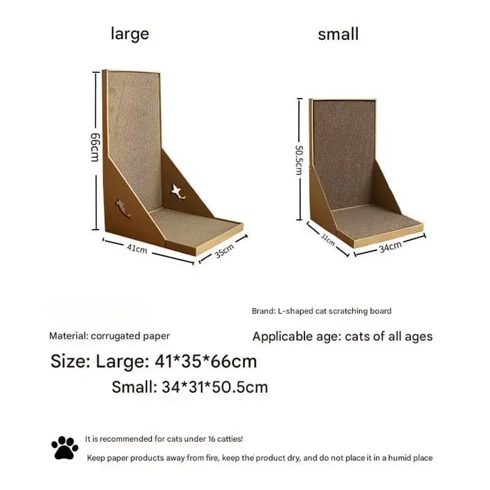 Poteau à gratter pour chat en forme de L